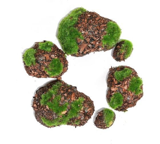 Изображение товара Искусственный мох с корой Greengo Камни 6 шт., ассорти: 2 больших, 2 средних, 2 маленьких 4488258