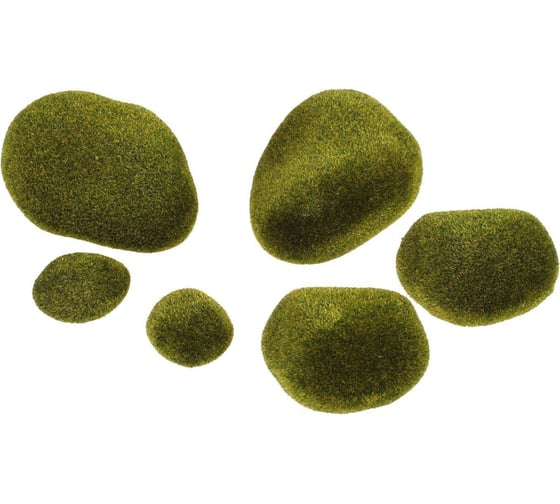 Изображение товара Искусственный мох Greengo Камни 6 шт., ассорти: 2 больших, 2 средних, 2 маленьких 5200604