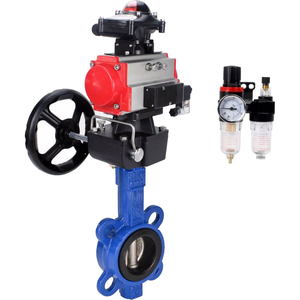 Изображение товара Затвор DN.ru GGG50-316L-EPDM Ду150 Ру16 с пневмоприводом