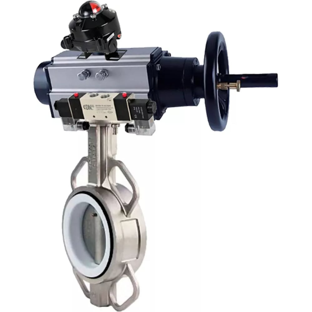 Изображение товара Затвор DN.ru 304-304-PTFE-2W-Fb Ду125 Ру16 пневмопривод дисковый из нержавеющей стали