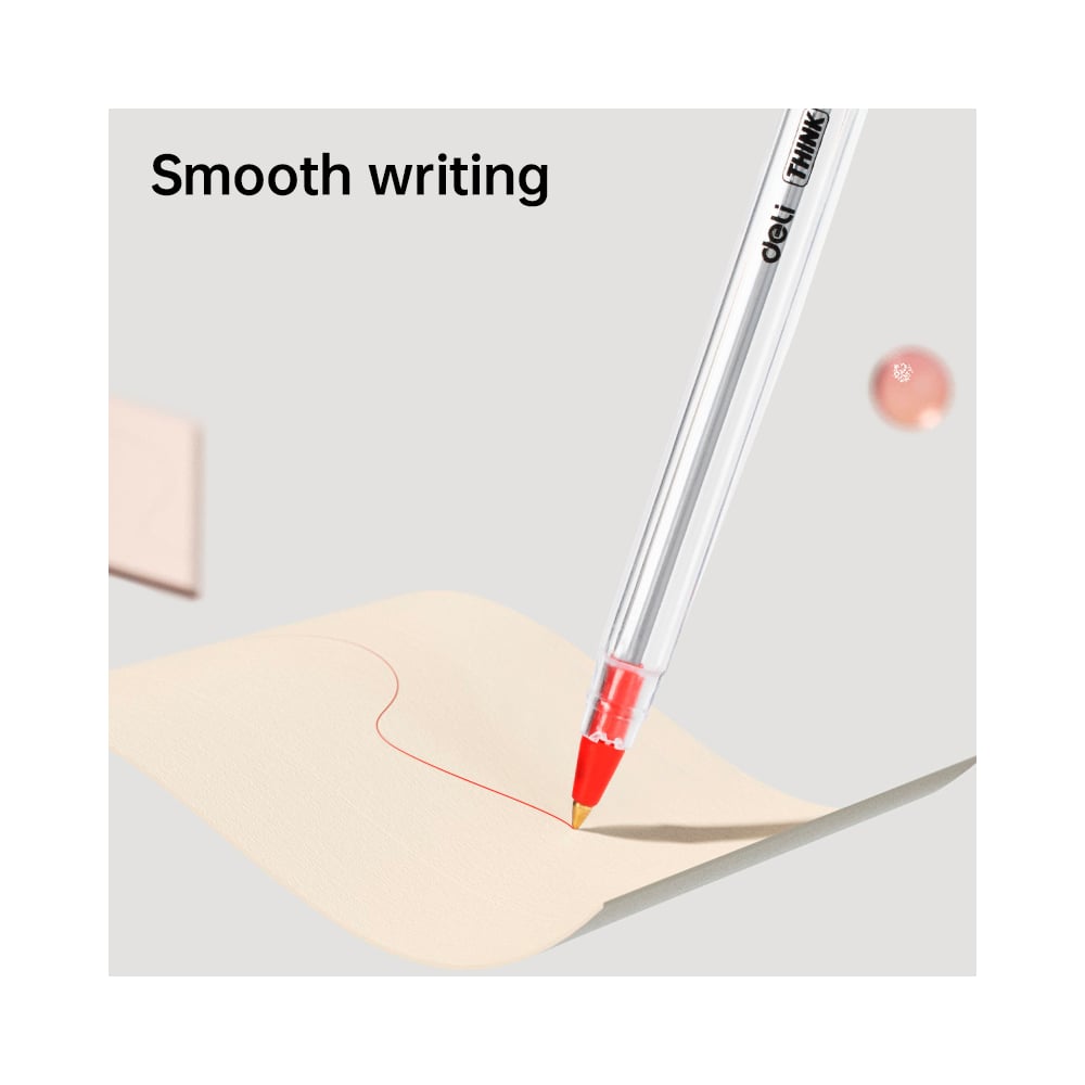 Изображение товара Шариковая ручка DELI Think EQ1-RD красные чернила 0.7 мм прозрачный корпус