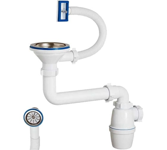 Изображение товара Бутылочный сифон ORIO 3 1/2х40, с переливом и смещенным сливом, универсальный перелив К-4007