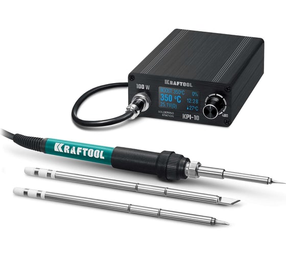 Изображение товара Программируемая паяльная станция KRAFTOOL KPI-10 100 Вт, 3 жала Т12 55343