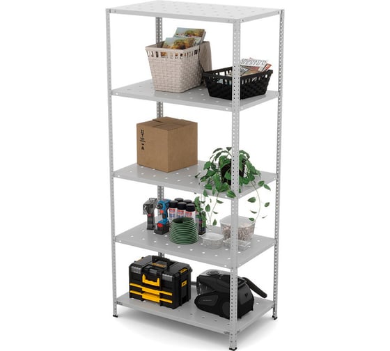 Изображение товара Стеллаж металлический ГТС ТС Лайт, 2200x1000x500, полки: 5 шт. метал. перф 99-221050403