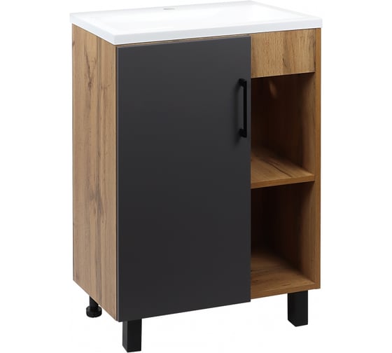 Изображение товара Тумба Doratiz Лофт 50 напольная, графит, вотан, под умывальник Сомо 50 9912.017