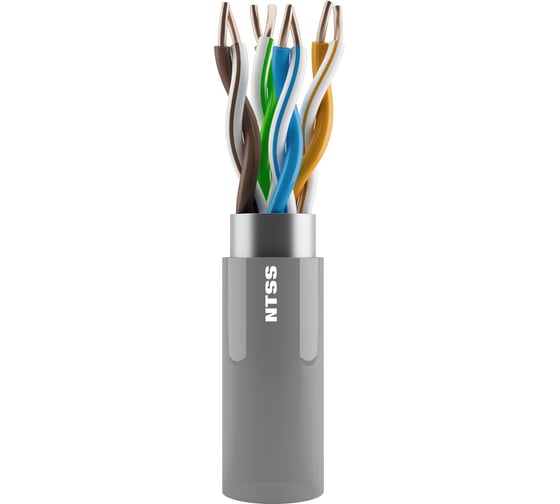 Изображение товара Кабель витая пара NTSS PREMIUM F/UTP 6кат 4 пары одножильный 23AWG LSZH внутренний нг(А)-HF 305м серый NTSS-IN-PM-FUTP4-6-LSZH-GY