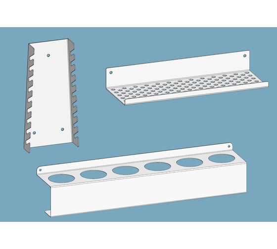 Изображение товара Комплект держателей для инструментов Parallax настенный белый малый, набор держателей инструмента из 3-х предметов 501WN0000000003-PLK