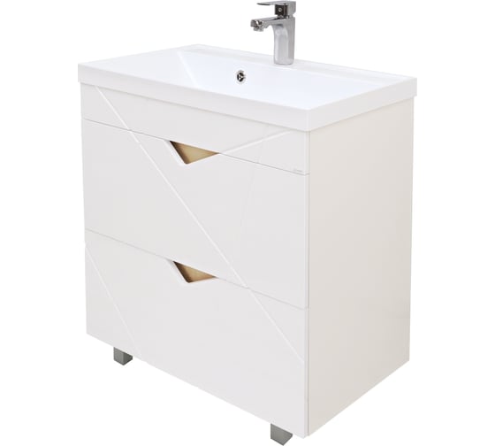 Изображение товара Тумба Doratiz Фьорд 70 напольная, белый, дуб Бунратти, под умывальник Classica 70, с двумя ящиками 9908.186