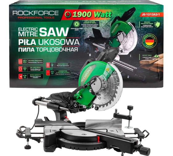 Изображение товара Пила торцовочная Rockforce 230V, 1900W, 4800 об/мин, диск 254х30х2.4 мм RF-JS-1013A3-1(61261)