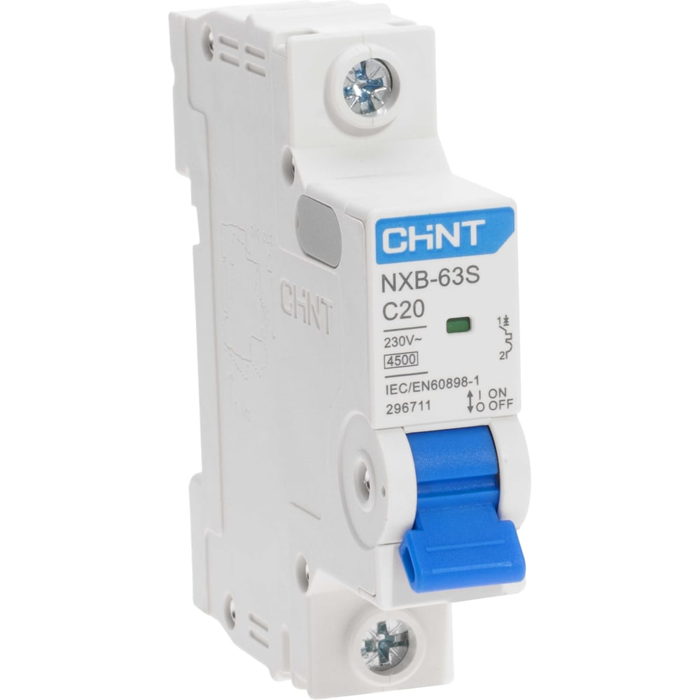 Изображение товара Автоматический выключатель CHINT NXB-63S 1P 20А 4.5kA для защиты цепей