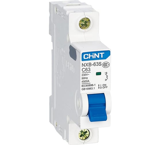 Изображение товара Автоматический выключатель CHINT NXB-63S 1P 4А 4.5kA характеристика C R 296707