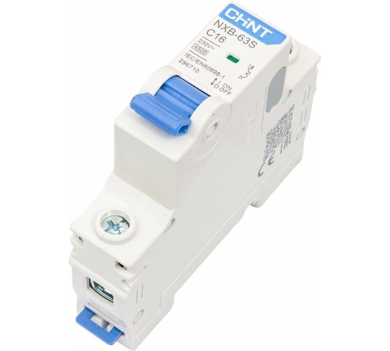 Изображение товара Автоматический выключатель CHINT модульный 1п C 16А 4.5кА NXB-63S (R) 296710