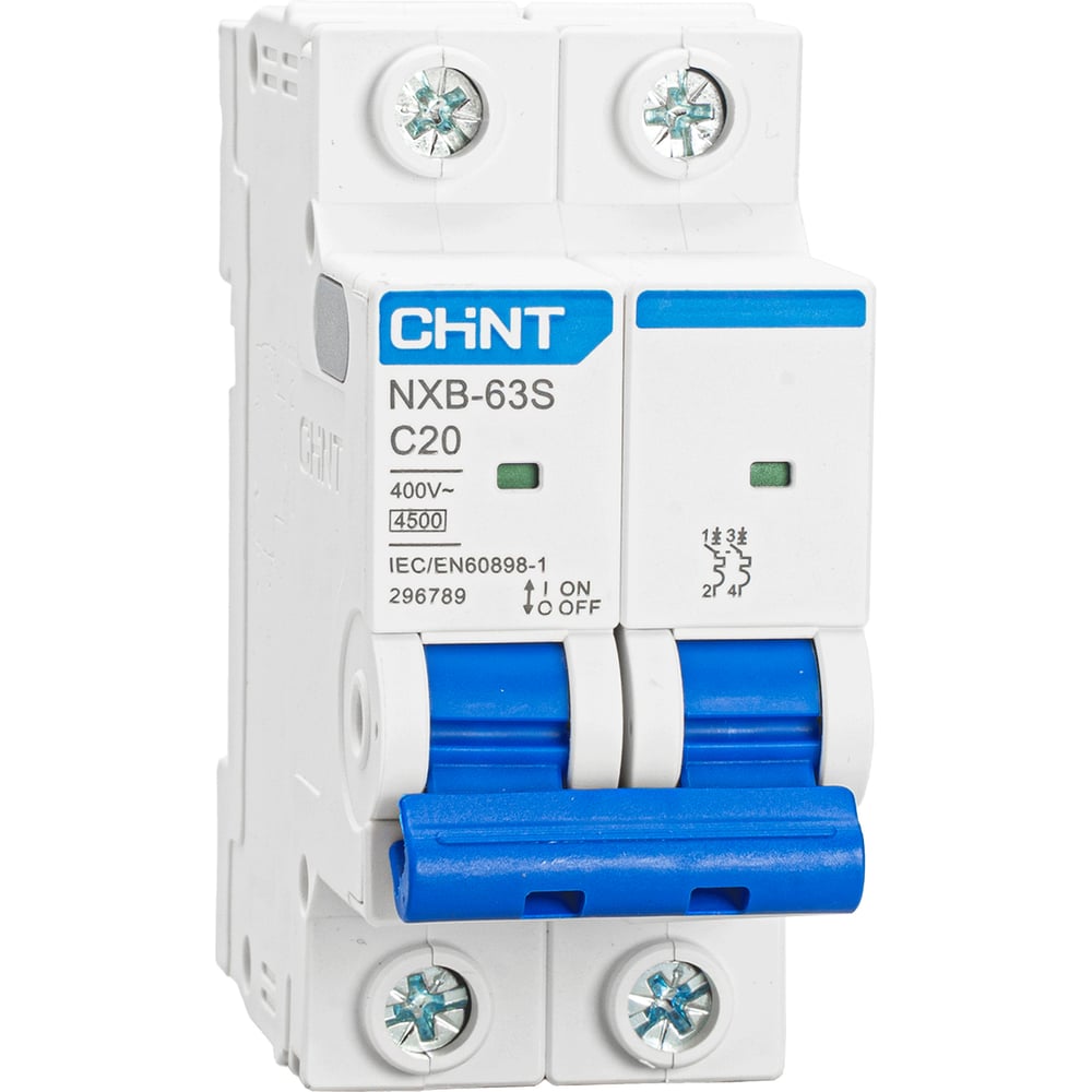 Изображение товара Автоматический выключатель CHINT NXB-63S 2P 20А 4.5kA характеристика C R 296789 Изображение товара Автоматический выключатель CHINT NXB-63S 2P 20А 4.5kA характеристика C R 296789