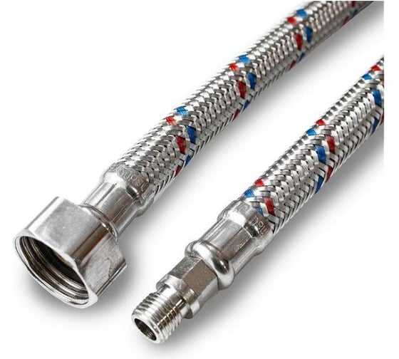 Изображение товара Подводка для смесителя Damento с нержавеющим оплетением, в ПВХ оболочке, 1/2", М10, 100 см, короткая 003853