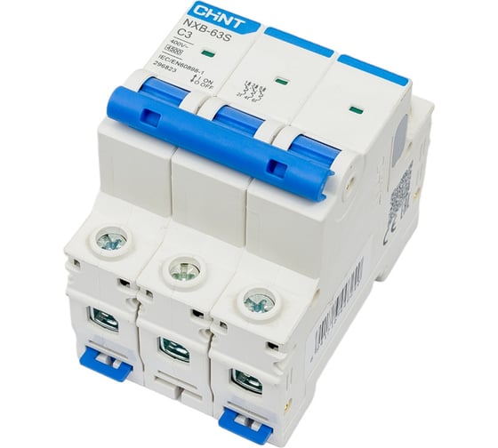 Изображение товара Автоматический выключатель CHINT NXB-63S 3P 3А 4.5kA характеристика C R 296823