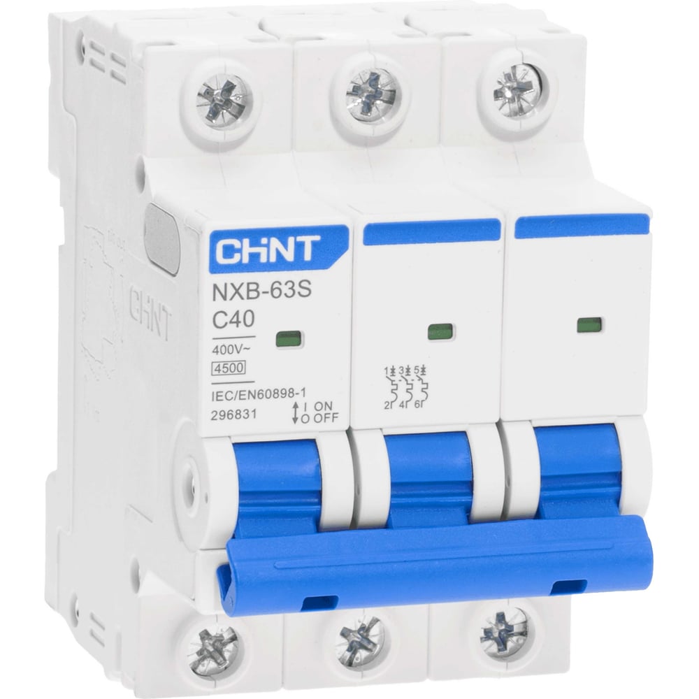 Изображение товара Автоматический выключатель CHINT NXB-63S 3P 40А 4.5kA для защиты цепей и оборудования