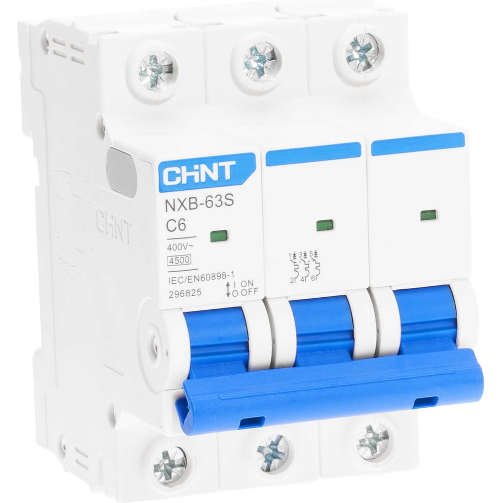 Изображение товара Автоматический выключатель CHINT NXB-63S 3P 6А 4.5kA