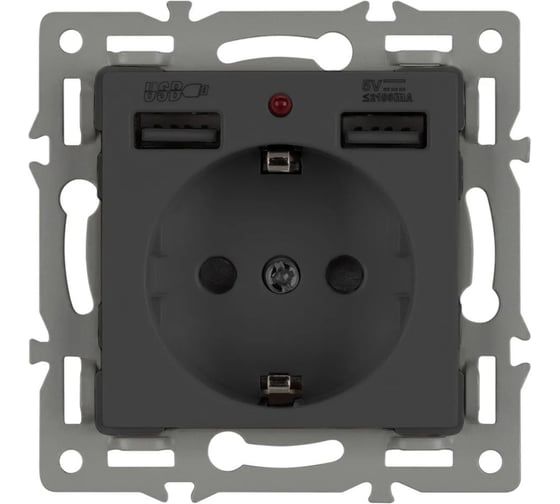 Изображение товара Механизм розетки с USB зарядкой Arlight SCT-MUAA-PL-BK 1шт 043734