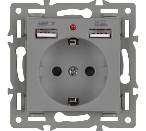 Изображение товара Механизм розетки с USB зарядкой Arlight SCT-MUAA-PL-GR 1шт 043735