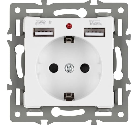 Изображение товара Механизм розетки с USB зарядкой Arlight SCT-MUAA-PL-WH 1шт 043733