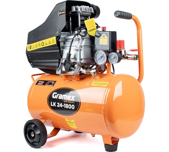 Изображение товара Воздушный компрессор LK 24-1800 (238 л/мин, объем 24 л, 1/8 кВт, 8 бар, 2850 об/мин) (1/12) Gramex 02017