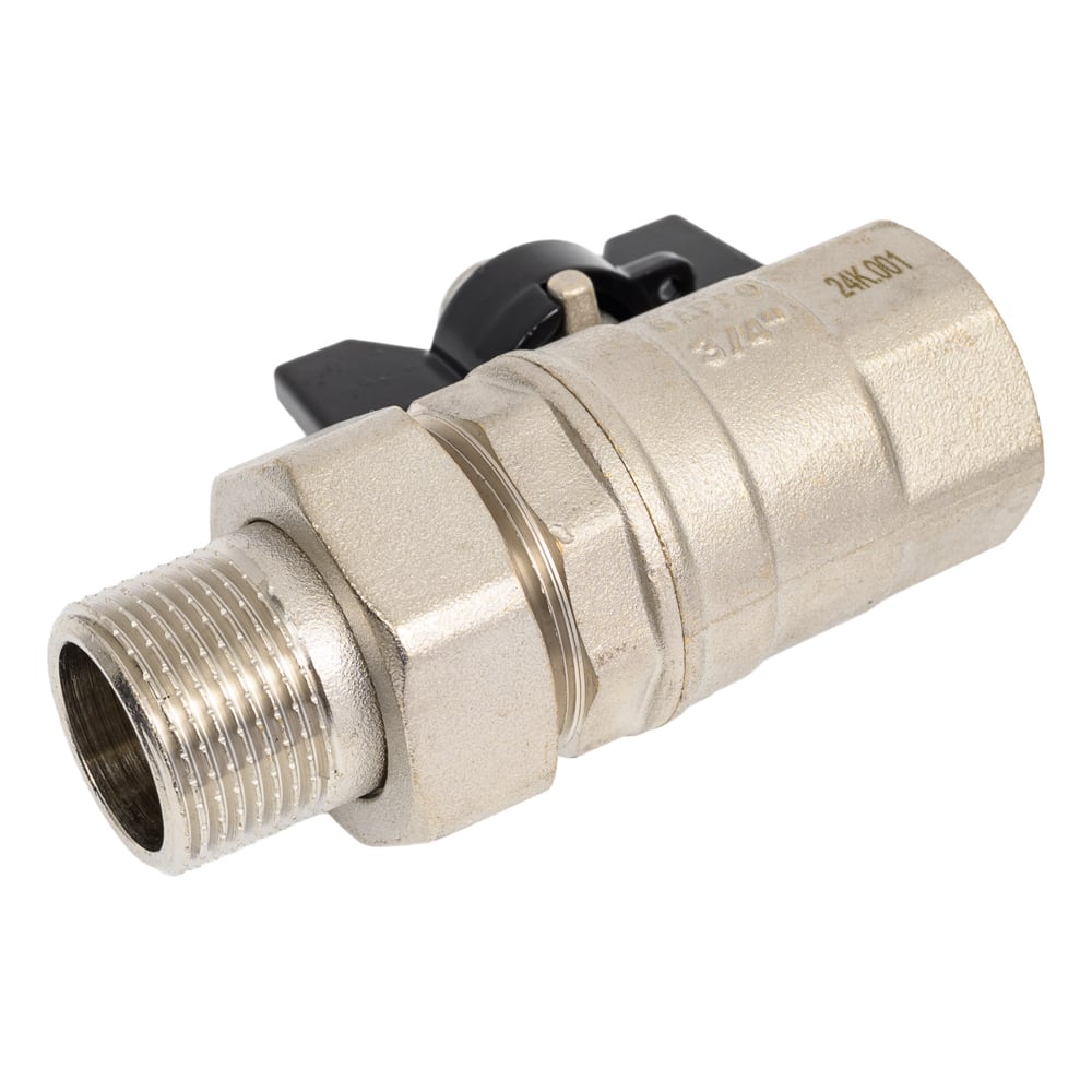 Изображение товара Шаровой кран Gappo полнопроходной с "американкой" 3/4" алюминий латунь ВР-НР