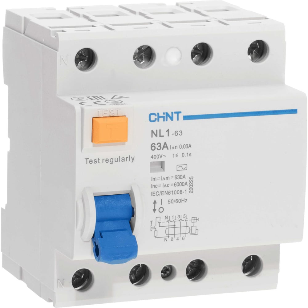 Изображение товара Устройство защитного отключения CHINT NL1-63 6kA 4P 63A 30mA