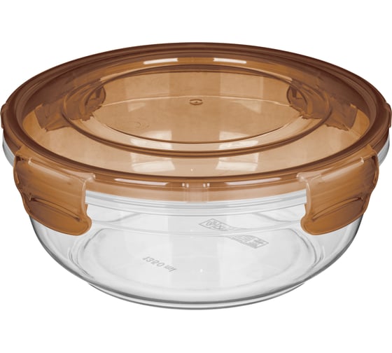 Изображение товара Контейнер для продуктов Idiland Lock круглый 1,35л с защелками (коричневый транспарент) 231112140/00