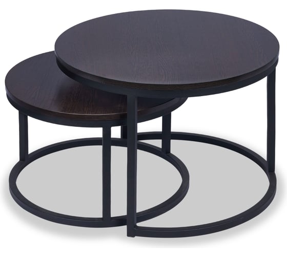 Изображение товара Комплект журнальных столиков круглых Divan24 Белла №6 венге, лофт кофейный двойной 77000035