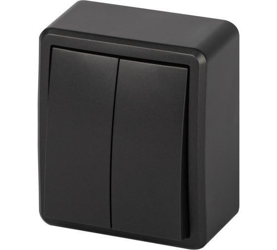 Изображение товара Выключатель ЭРА Эксперт 11120505 двойной, с подсветкой, IP20, 10АХ250В ОУ, антрацит Б0063021
