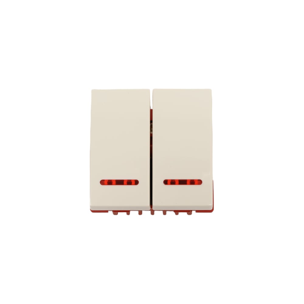 Изображение товара Выключатель двухклавишный LANMASTER с подсветкой 45х45 белый