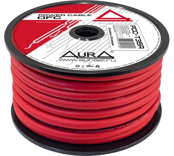 Изображение товара Кабель силовой AURA, TOFC, 2AWG/35мм2, 20м/катушка, т.красный PCC-T35R