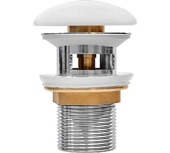 Изображение товара Донный клапан Milleau Clik-clak с керамической накладкой (матовый белый) для раковины с переливом PD1MW/WO