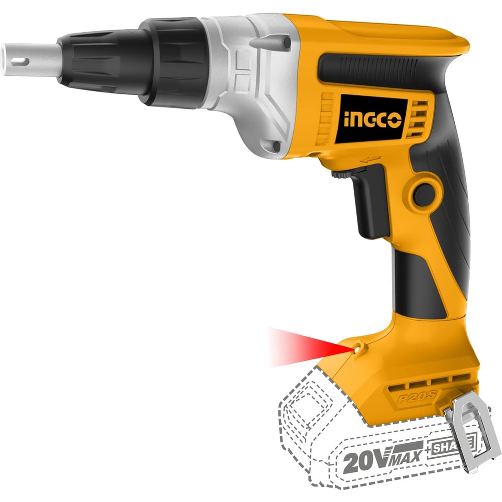 Изображение товара Аккумуляторный шуруповерт для гипсокартона INGCO 20В INDUSTRIAL CDSLI2042006