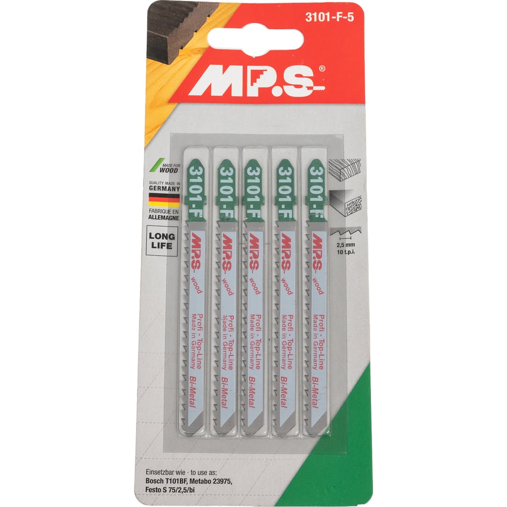 Изображение товара Полотно для лобзика по дереву MPS T101BF, 5 шт