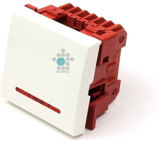 Изображение товара Выключатель 3-контактный LANMASTER одноклавишный, 45х45, с подсветкой, белый LAN-EC45x45-SL12-WH