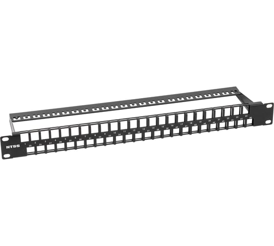 Изображение товара Наборная патч-панель NTSS PREMIUM 1U для 48 разъемов типа Keystone UTP/FTP с задним кабельным органайзером NTSS-RP2-PM-1U-48-FTP-KJ