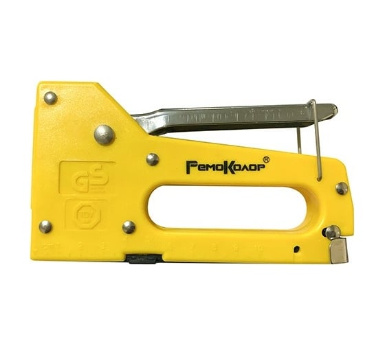 Изображение товара Скобозабивной степлер РемоКолор пласт. корпус, метал. рукоятка, рессорн. механизм, 25-0-003