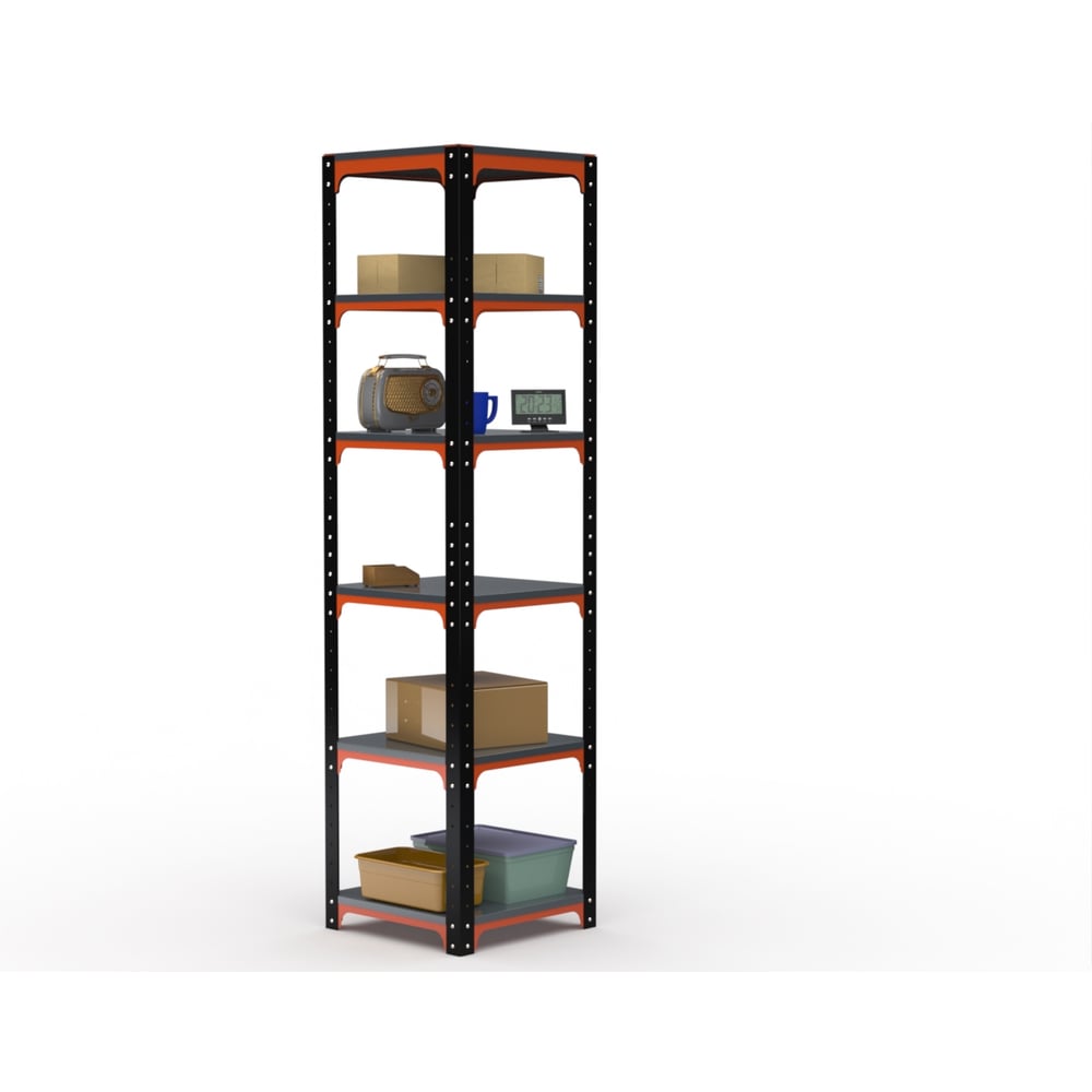 Изображение товара Стеллаж ООО Металекс Metalex Kit Comfort, 2200х600х600, 6 полок (оранжево-чёрный) / 202441 Изображение товара Стеллаж ООО Металекс Metalex Kit Comfort, 2200х600х600, 6 полок (оранжево-чёрный) / 202441
