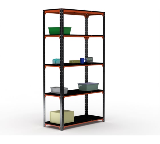 Изображение товара СтеллажООО Металекс Kit Comfort 2000х1600х500 пять полок, оранжево-чёрный 202579