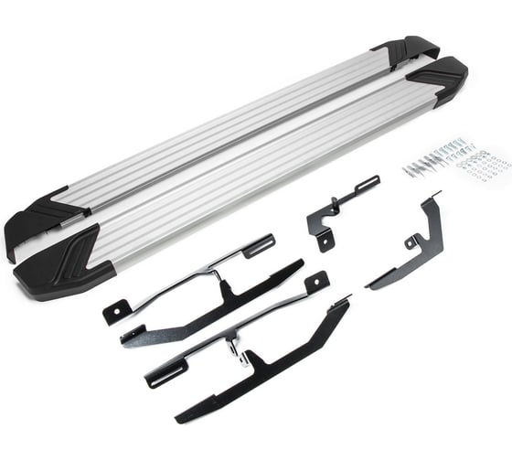 Изображение товара Пороги на автомобиль Rival Silver для Kia Soul II рестайлинг 2017-2019 г.в., 173 см, 2 шт., алюминий F173AL.2804.1