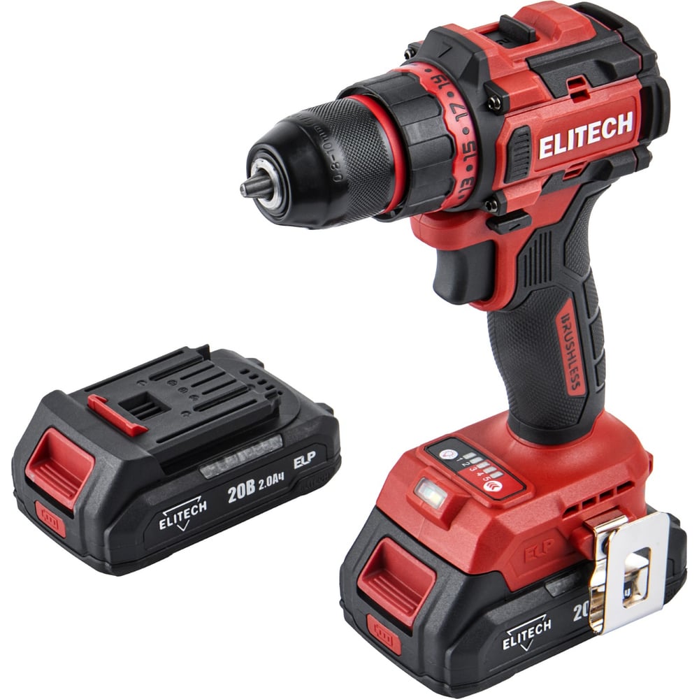 Изображение товара Аккумуляторная дрель Elitech ДА 20БЛ2 (E2201.045.01), 20 В, 6 скоростей