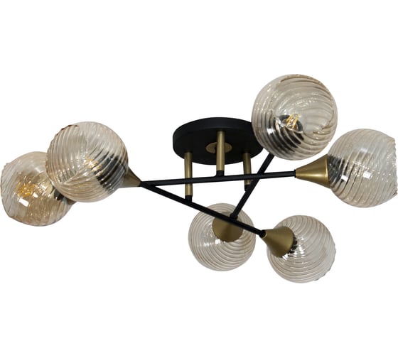 Изображение товара Светильник потолочный ЭЛЕТЕХ Лютик 161 черн.муар зол. (плафон 8633) НПБ 01-6x60-129 Е27 _ИМ_ 1005405466