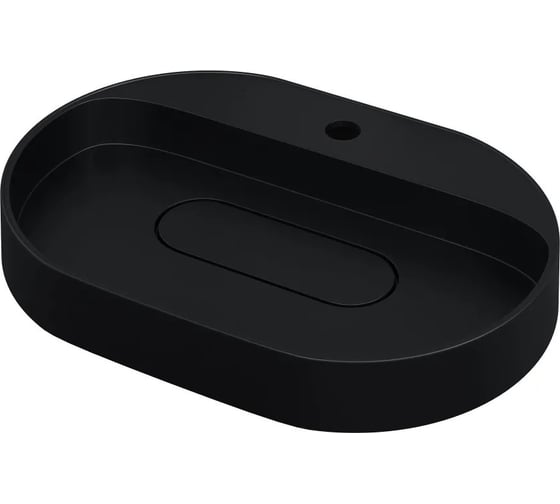 Изображение товара Раковина для ванной накладная кварцевая uperwood Tanos Quartz_55 см, овальная, с декоративной накладкой, уголь 291030524