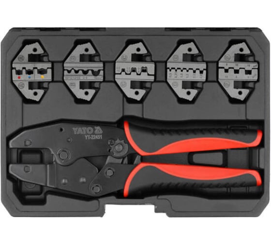 Изображение товара Пассатижи для обжима и зачистки проводов YATO в наборе 6 предметов, пластиковый кейс YT-22451