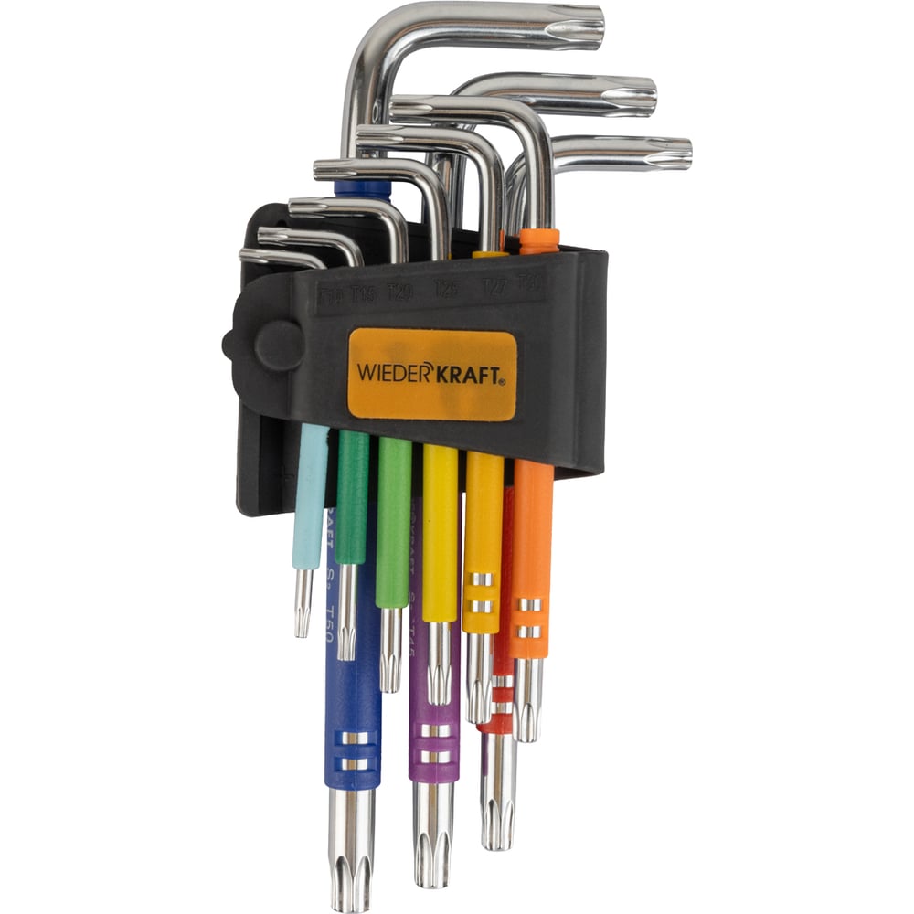 Изображение товара Набор ключей TORX 1.5-10 мм WIEDERKRAFT 9 шт сталь S2 профессиональный