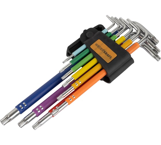Изображение товара Набор ключей WIEDERKRAFT TORX экстра-длинные T10-T50, 9 шт, сталь S2 WDK-TL1050