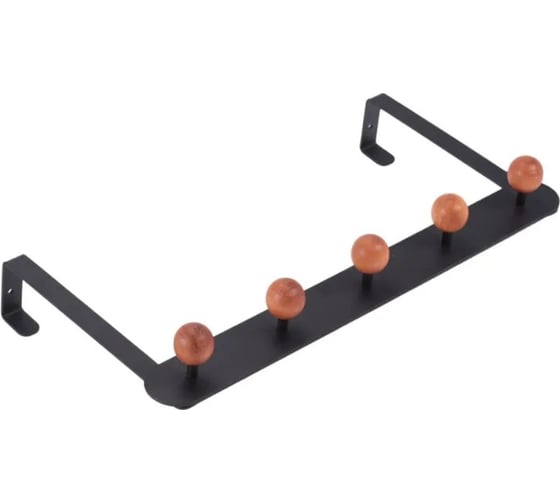Изображение товара Вешалка на дверь Домарт на планке, 5 крючков, черный/орех 171150
