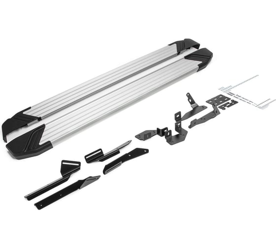 Изображение товара Пороги на автомобиль Rival Silver для Geely Emgrand X7 I рестайлинг 2018-н.в., 173 см, 2 шт., алюминий F173AL.1904.1