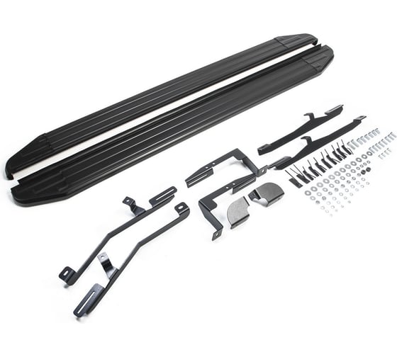 Изображение товара Пороги на автомобиль Rival Premium-Black для Hyundai Santa Fe III 2012-2018 г.в./Santa Fe Premium 2015-2016 г.в., 180 см, 2 шт., алюминий A180ALB.2305.2